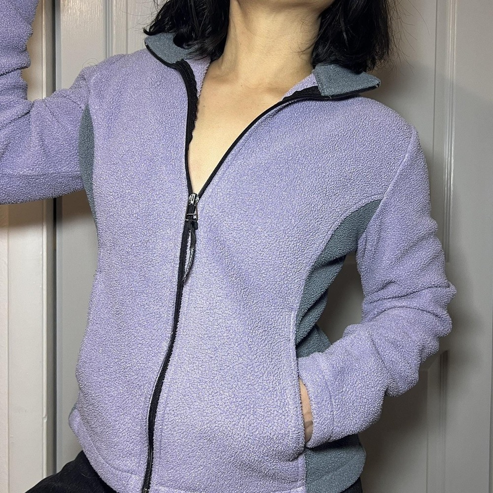 Vintage 90s Campmor Outdoor Jacket‎ Medium Pocket Fleece USA Made Lavender Grey